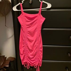 Hot pink scrunch dress